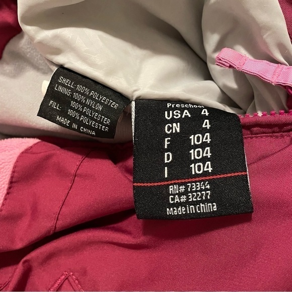 Marker Girls Size 4 Bib Pink Insulated Snow Ski Pants Overalls Fleece - Picture 9 of 13